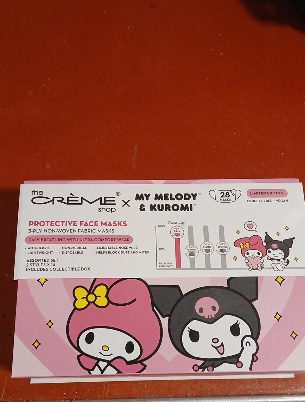 The Crème Shop x My Melody & Kuromi Protective Face Masks - Pink/Black